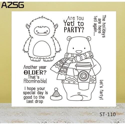 AZSG Cartoon Cute Scarf Bear Wild Man Clear Stamps/Seals For DIY Scrapbooking/Card Making/Album Decorative Silicone Stamp Crafts