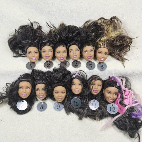 B29-8 Original Foreign Trade Africa Beauty 1/6 OOAK NUDE Rarely Doll Head Mussed Black or Brown Hair for DIY Soft PVC Head