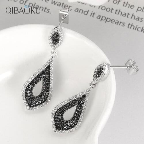 Black Dangling Earrings Fashion Design Earrings for Women Drop Earring Shiny Zircon Ear Accessories Party Gift