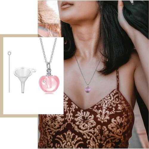 Elegant Apple Shape Urn Pendant Necklace Women Jewelry,Eternal Love Keepsake Gifts,Anti Allergy Stainless Steel Chain 50CM