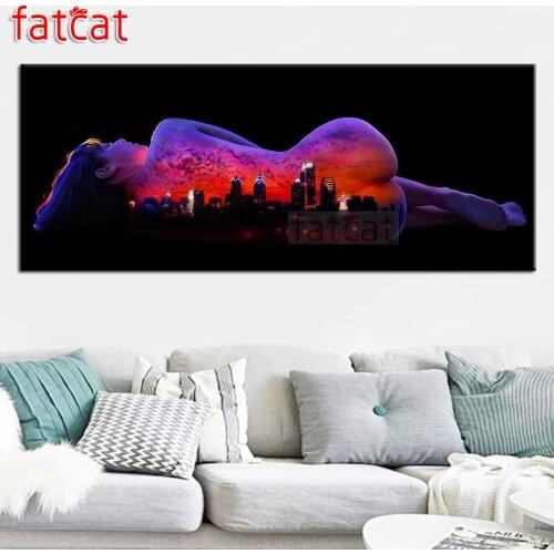 FATCAT Abstract city abstract beauty landscape large 5D Diy Diamond Painting Full Square Round Rhinestone Embroidery sale AE2376