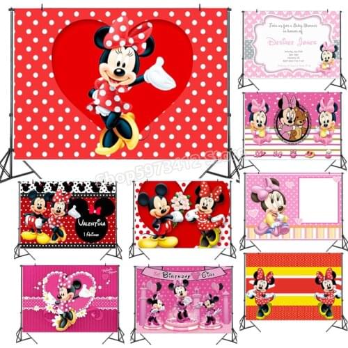 Mickey Minnie Photography Background Decor Cloth Birthday Party Backdrop Children Baby Shower Theme Decoration Hot Sale Gifts
