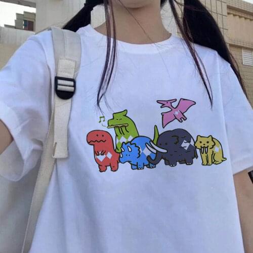 Oversized T-shirt Gothic Cartoon Letter Animal Cute Print T Shirt Women Summer Short Sleeve Harajuku Casual Loose Tshirt Tee Top
