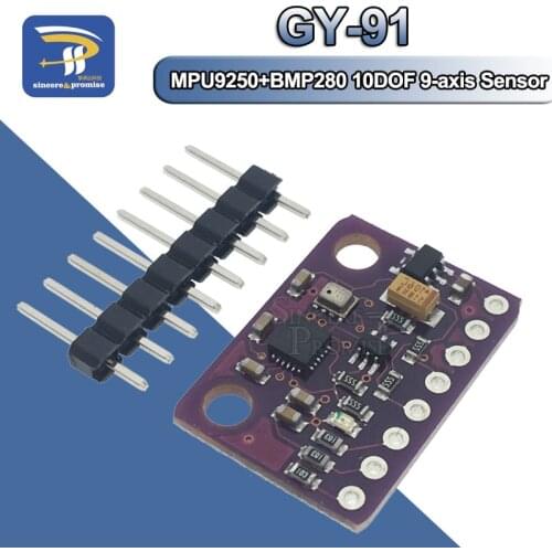 MPU-9250 MPU9250 BMP280 SPI IIC/I2C 10DOF Acceleration Gyroscope Compass 9-Axis Sensor Board Module GY-91 For Arduino 3-5V