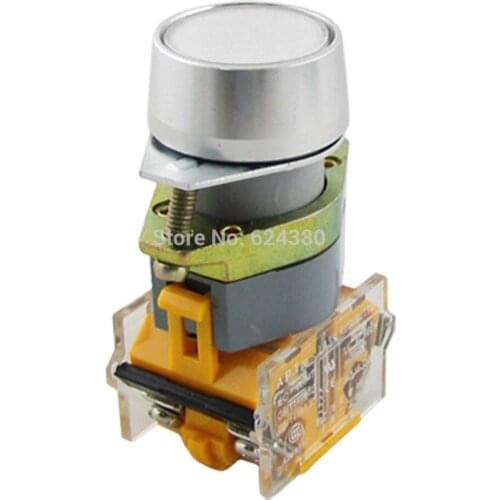 LA39 White Sign Signal Momentary Non Lock Push Button Switch DPST 1 NO N/O 1 NC N/C 22mm 7/8" LA39-11BN