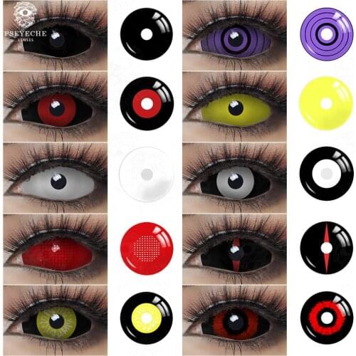 22MM Sclera Contact Lenses Halloween Crazy Contacts Sasuke Sharingan Colored Lenses Black White Anime Cosplay Contact Lens