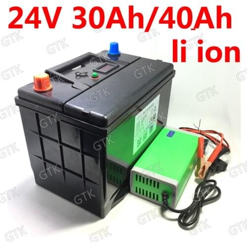 GTK 24V 40Ah Lithium ion battery 24V 30AH Li ion with BMS 7S for Wheelchair monitor scooter backup power inverter +5A charger