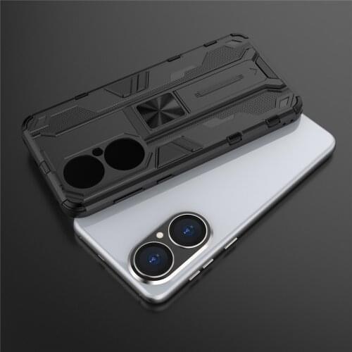 Magnetic Kickstand TPU Bumper Armor Shockproof Case For Huawei P50 Pro Lens Protection Hard PC Stand Back Cover Coque Fundas