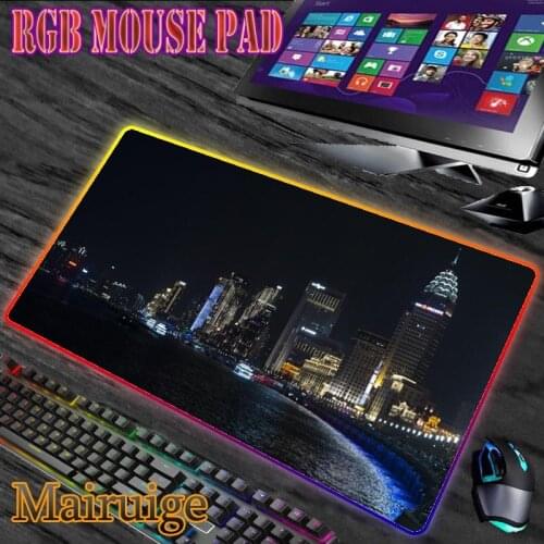 Mairuige Urban Architectural Landscape Pattern PC Laptop Non-Slip Large Size Colorful Luminous RGB Mouse Pad Desk Wrist Rest
