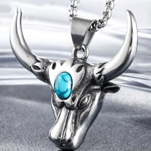Cow Head Necklace Men Fashion Necklace Stainless Steel Necklace Men Fashion Jewelry