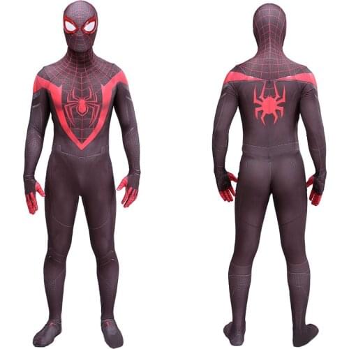 Male/Female/Kids PS5 Miles Morales Cosplay Costume Halloween Costume Hero Bodysuit Jumpsuit Swimming Suits