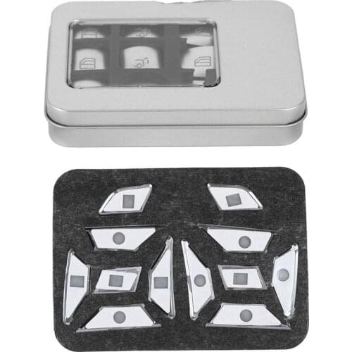 AU05 -14Pcs Car Window Glass Lift Button Sticker & 12Pcs Steering Wheel Button Switch Trim Cover Sticker for Mercedes Benz