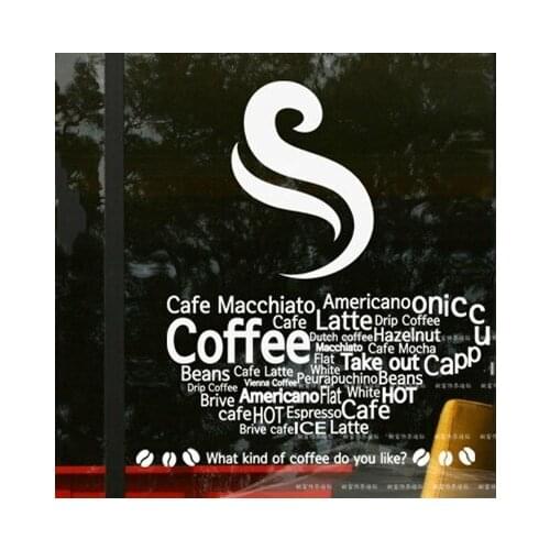 Coffee Shop Sticker Bean Decal Cafe Cup Poster Vinyl Art Wall Decals Decor Mural Break Coffee Sticker