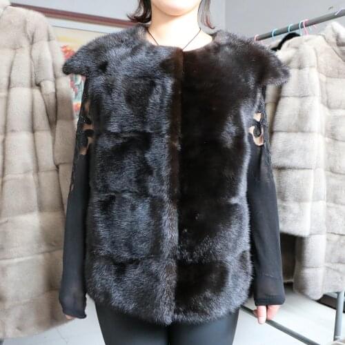2020 new natural real mink fur vest for women short style winter fashion