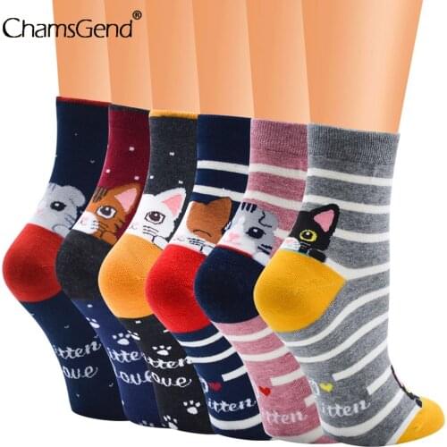 2021 New Autumn Winter Cat Cartoon Pattern Series Cotton Ladies Socks Funny Cute Style For Christmas Gift Middle Tube Socks