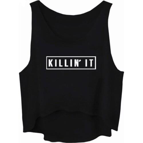New Arrive Letter Print Sleeveless Tank Crop Top Teen Girls Cute Casual Tops Hot