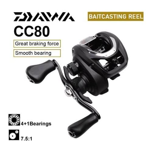 Original daiwa cc80baitcasting carretéis de pesca cc80h/hl/hs/hsl4 + 1bb engrenagem ratio7.5: 1 max arraste 7kg carretel baitcas
