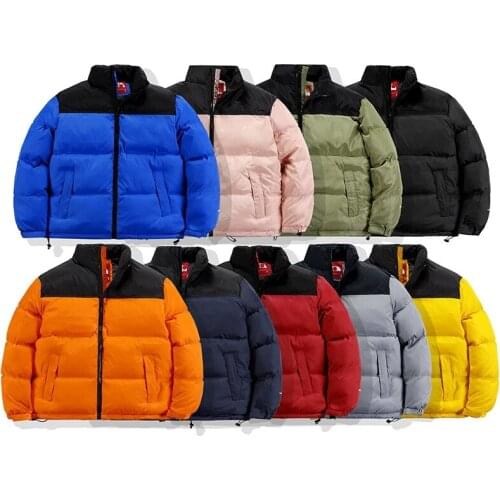 Parkas Men Women Winter Warm Mixed Colors Fashion Couple Cotton Coats Casual Stand Collar Pocket Warm 90% Down Cotton Jackets