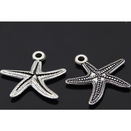 Daisies 80pcs Antique Silver Plated Zinc Alloy Metal Starfish Charms Pendants Diy Jewelry Findings Accessories 27*28mm