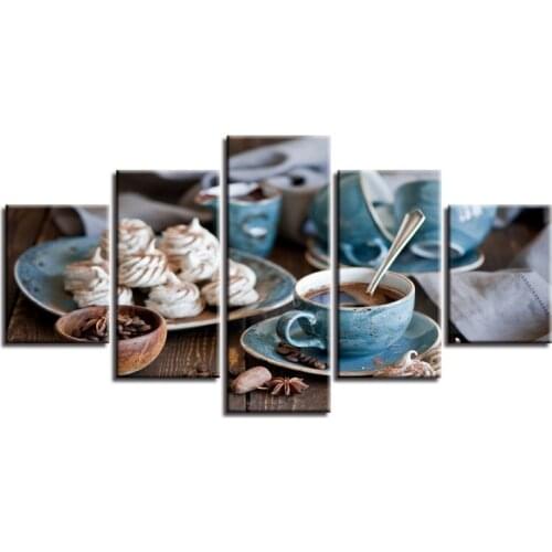 Special offer 5-piece Painting-coffee And Bread Point Wall Picture Poster Modern Style Painting On Canvas Art of The Living Room