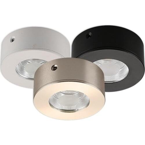 LED Surface Mounted Downlights 5W 7W 10W Panel lamps Cabinet Showcase Down Lights COB Spot Ceiling Light White/Black Shell