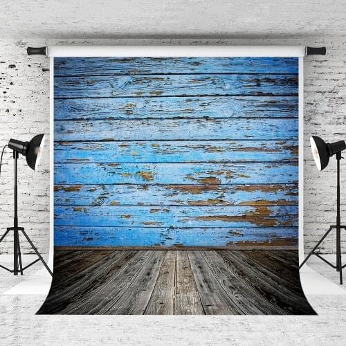 VinylBDS Retro Wooden Newborn Photography Backdrops Blue wood Background Photographic Background Children Popular Backgrounds