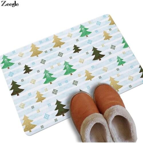 Zeegle Waterproof Rubber Door Mat Christmas Cartoon Home Decor Outdoor Carpet Rug Durable Carpet Rug Anti-slip Entrance Doormat