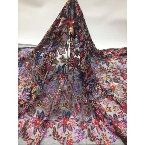 High Quality African Lace Fabric Net French Lace Fabric Tulle SYJ-12411 With Sequins Nigerian Lace Fabric