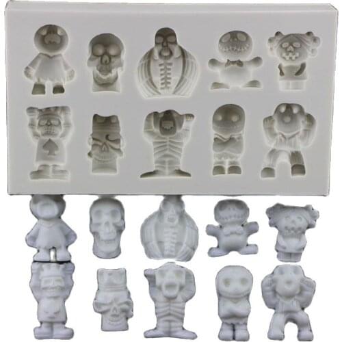 Funny Halloween Skeleton Silicone Mold Fondant Mould Cake Decorating Tool Chocolate, Gumpastes Mold, Sugarcraft K203