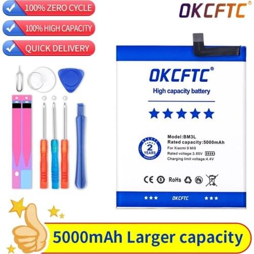 OKCFTC 5000mAh BM3L Replacement Li-ion Backup Battery for Xiaomi 9 MI9 M9 MI 9 Phone +Quick Arrive+Free Tools Kit
