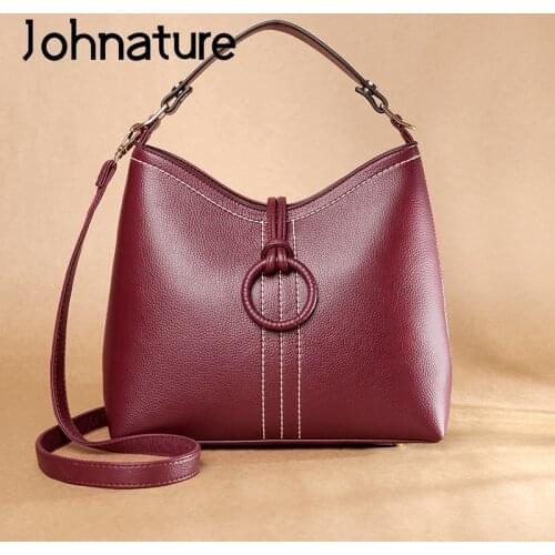 Johnature 2021 New Fashion Crossbody Bags For Women Versatile Handbag Large Capacity Pu Leather Leisure Female Shoulder Bags