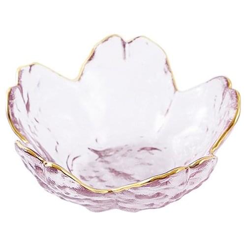 Zq Japanese-Style Pink Sakura Glass Sauce Dish Sauce Dish Vinegar Dish Hot Pot Condiment Sauce Dipping Plate