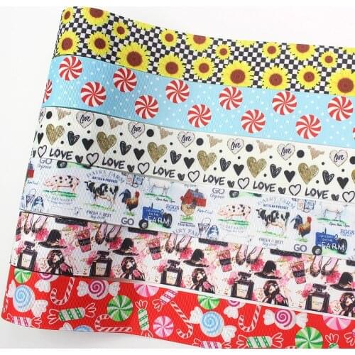 1-1/2‘’38mm 10yds cartoon Thermal transfer Printed grosgrain Ribbons,bow cap accessories decorations,I-191121-2544