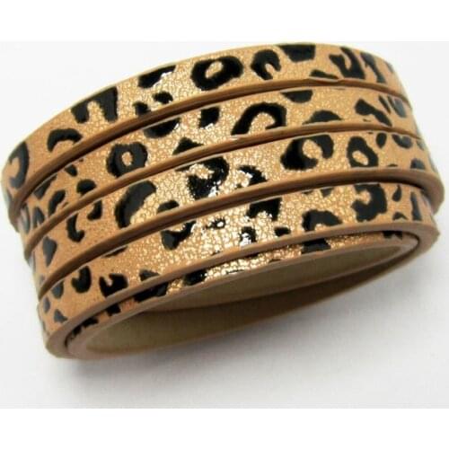 1meter 5mm leather Peach leopard 5x2mm leather cord