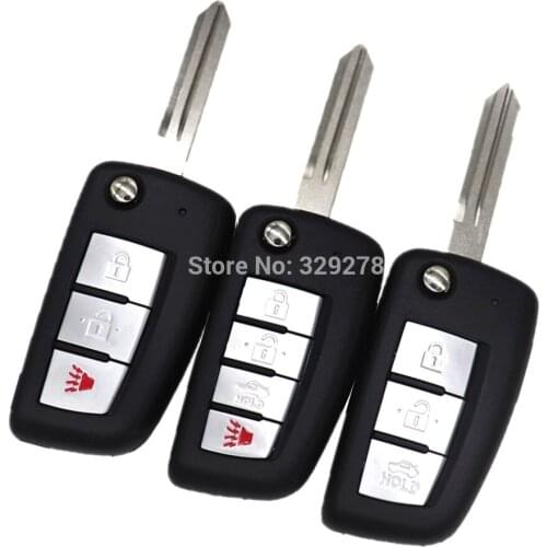 10pcs/lot 3 4 Button Smart Flip Folding modified Remote Key Case Shell Fob For nissan X-TRAIL QASHQAI GENISS SYLPHY TIIDA PALAD