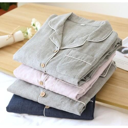 200 Spring Autumn Solid Cotton Girls Pajamas Set Winter Leisure Sleepwear For Women Loose Nightwear Long Pant Homewear Suit