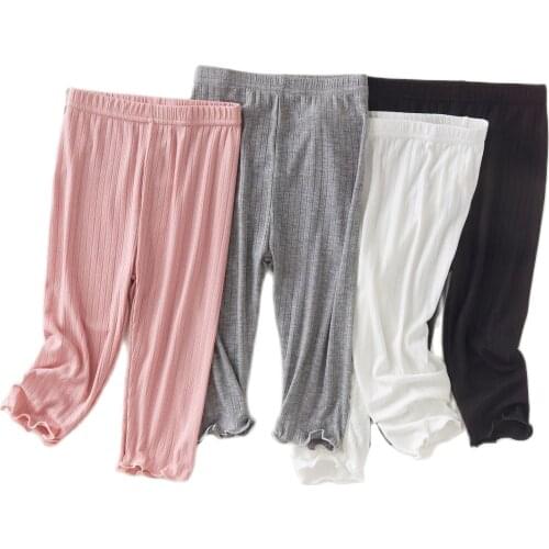 2021 Jacquard Summer Thin Cool And Breathable Korean Style Pants Childrens Cropped Pants Girls' Soft And Comfortable Leggings