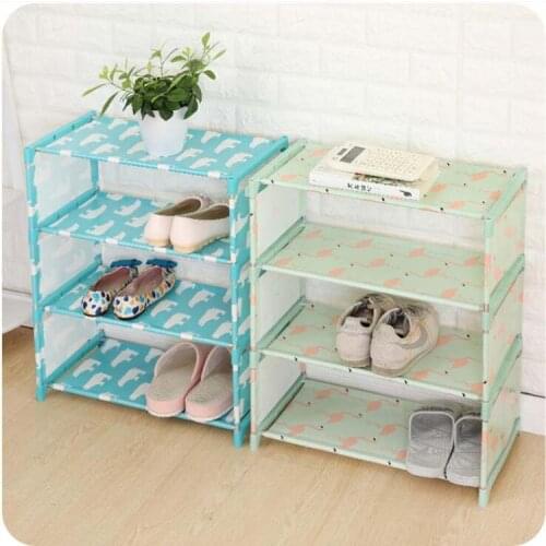 4 Layers Non-woven Shoe Shelf Rack Living Room Fabric Dustproof Cabinet Organizer Holder Foldable Stand Shoes Shelf