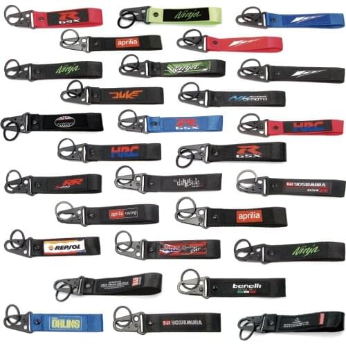 New Motorcycle 3D Embroidery Strap Keychains Key Ring Keyring For Suzuki GSXR Yamaha YZF R1 Honda HRC BMW S1000RR Kawasaki Ninja