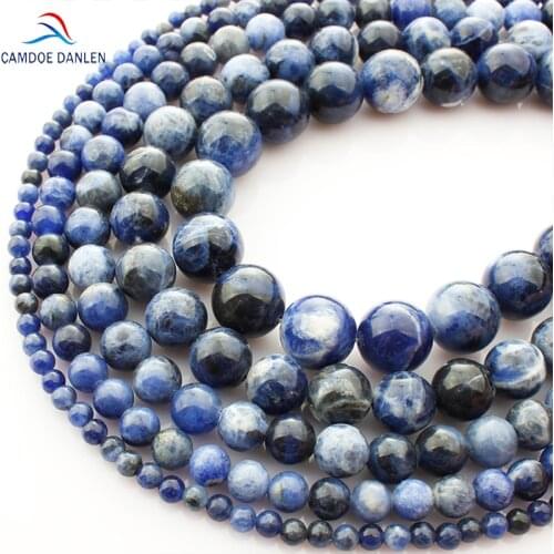 CAMDOE DANLEN Natural Grade Sodalite Stone Beads 4 6 8 10 12MM Round Blue Loose Beads ball Fit DIY Beads Fashion Jewelry Making