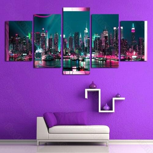 Living Room Decorative Painting Simple Frameless Painting Bedroom Mural Sofa Background Wall Painting Urban Neon Painting