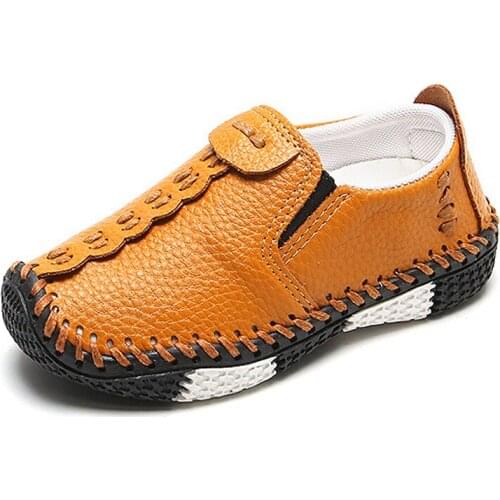 Kids Shoe New Boys And Girls Leather Face Korean Version Of The Velcro Slip Non-small Children Students Baby Trend Running Shoes