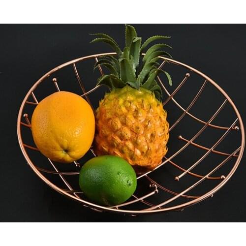 Home Kitchen Fruit Basket Container Wire Hollow Drain Organizer Vegetable Storage Holder Food Snack Fruit Plate Desktop Display