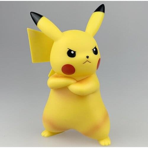 Angry pikachu anime cartoon movies pokemon pikachued poke monster pvc action figure collection model dolls kids birthday gifts