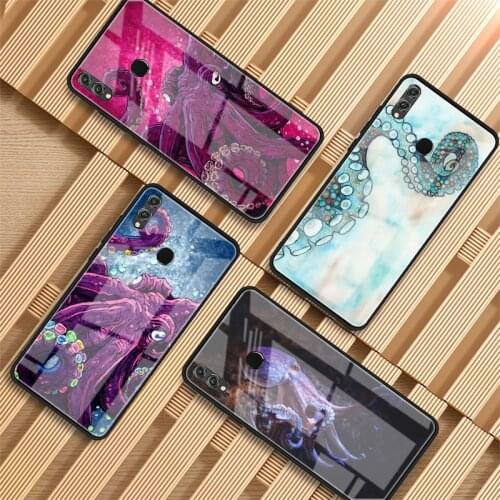 Giant Pacific octopus Tempered Glass Phone Case For Huawei P20 P30 P40 P40 Lite Pro Psmart Mate 20 30 Cover Shell