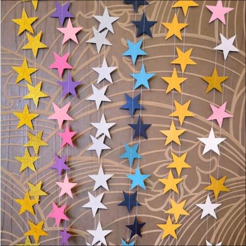 4M Wedding Decoration Paper Glitter Star Paper Garland Wall Hanging Banner String Chain Baby Shower Birthday Party Decoration