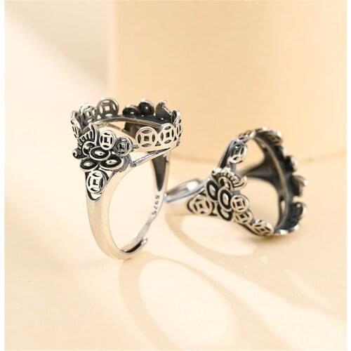 Ring Setting for 13x18mm Oval Cabochons Ring Blank Thai Sterling Silver Adjustable Band Ring Base SR0016