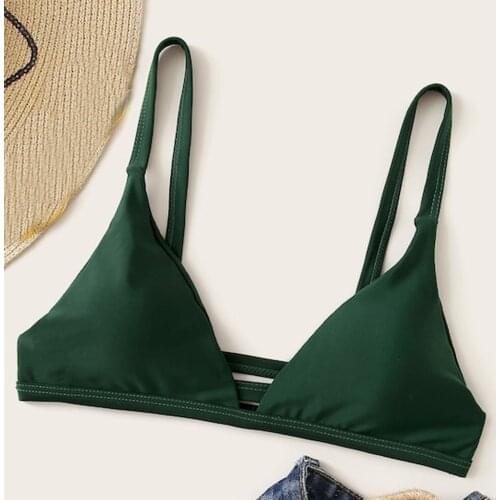 Bathing Top Sexy Women Bikini Bralette Solid Color Padded Swimwear Bathing Beachwear Swimming top костюм женский