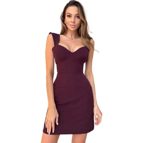 Summer V-collar Vest Dress Sexy Slim Temperament Sleeveless Solid Color Skirt