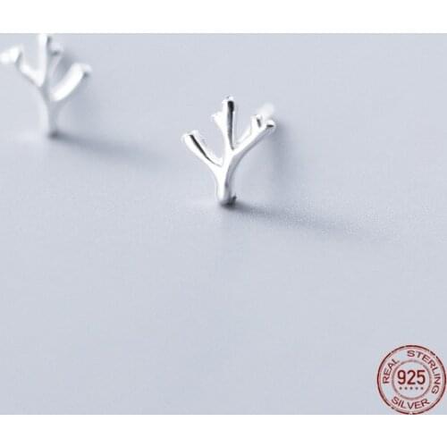 LKO 925 Sterling Silver Cute Sen Department Plant Fresh Branches Stud Earring for Women Fine Jewelry Kids Gift Birthday Gifts